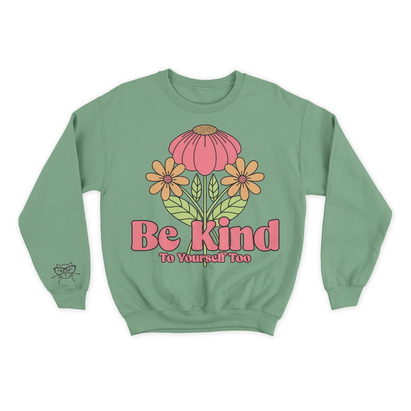 Be Kind Flower Green Crewneck